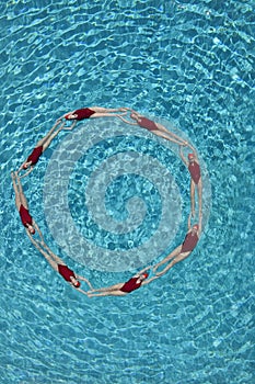 Synchronized Swimmers Forming A Circle photo