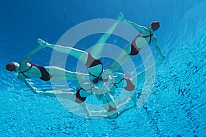 Synchronized Swimmers Forming A Star Shape