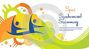 Synchronized Swimming Athlete Sport Competition Colorful Banner