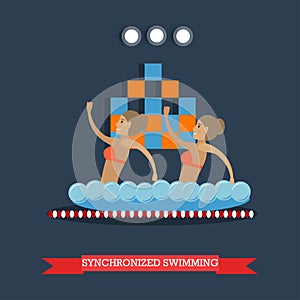 Synchronized swimming concept vector illustration in flat style