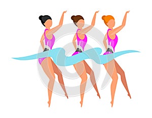 Synchronized swimming flat vector illustration