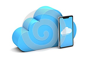 Synchronizing data with your phone. Cloud storage. isolated on white background. 3d render