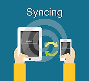 Syncing process on phone illustration concept.