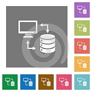 Syncronize data with database square flat icons