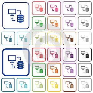 Syncronize data with database outlined flat color icons
