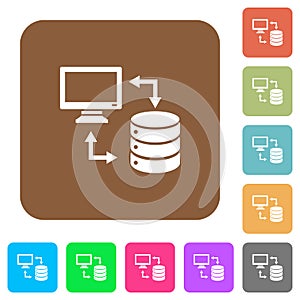 Syncronize data with database rounded square flat icons