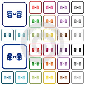 Syncronize databases outlined flat color icons