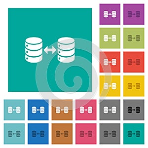 Syncronize databases square flat multi colored icons