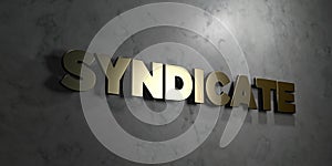 Syndicate - Gold text on black background - 3D rendered royalty free stock picture