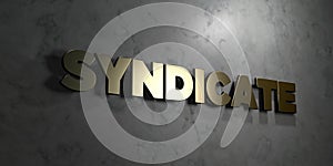 Syndicate - Gold text on black background - 3D rendered royalty free stock picture photo