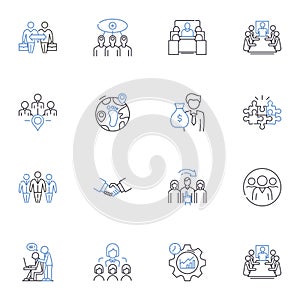 Syndicate line icons collection. Collective, Alliance, Partnership, Association, Union, Coalition, Group vector and