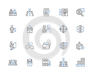 Syndicate line icons collection. Syndication, Collaboration, Partnership, Alliance, Nerk, Joint venture, Consolidation