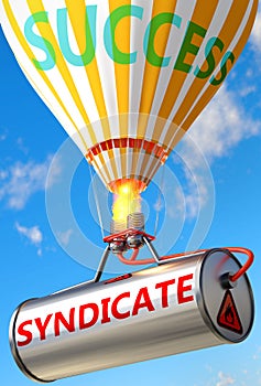 Syndicate and success - pictured as word Syndicate and a balloon, to symbolize that Syndicate can help achieving success and