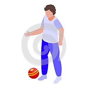 Syndrome down kid play ball icon isometric vector. Child disability