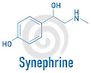 Synephrine herbal stimulant molecule. Present in several Citrus species. Skeletal formula.