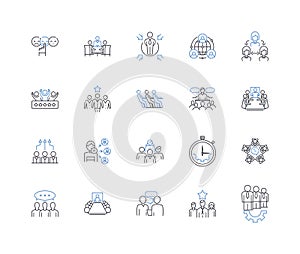 Synergistic teamwork line icons collection. Collaboration, Diversity, Synchronization, Partnership, Bespoke, Geniality