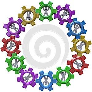 Synergy - Circle of People Turning in Gears