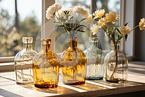 Synergy of herbal medicine. natural remedies, glass jars and sustainable materials