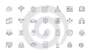 Synergy line icons collection. Collaboration, Unity, Partnership, Cooperative, Integration, Harmonization photo