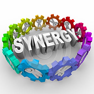 Synergy - People in Gears Around Word