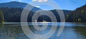 Synevir National Park Lake Landscape View in the Ukrainian Carpathian Mountains