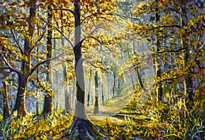 Synny forest oil painting