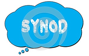 SYNOD text written on a blue thought bubble