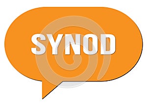 SYNOD text written in an orange speech bubble