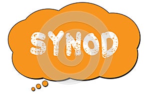 SYNOD text written on an orange thought bubble