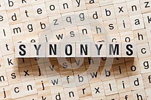 Synonyms word concept on cubes