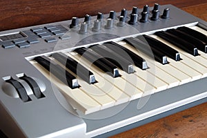 Synth piano roll front side view closeup