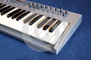 Synth piano roll front side view closeup