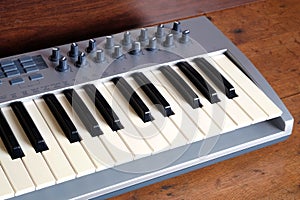 Synth piano roll front side view closeup