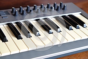 Synth piano roll front side view closeup