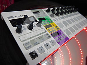 Synthesizer on black tire