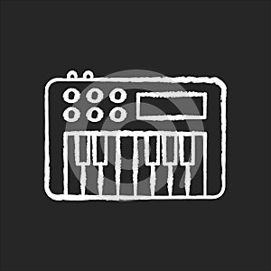 Synthesizer chalk white icon on black background