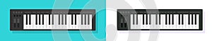 Synthesizer electronic piano icon vector flat cartoon isolated clipart image graphic, digital musical instrument top view photo