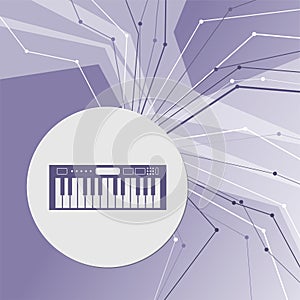 Synthesizer icon on purple abstract modern background. The lines in all directions. With room for your advertising.