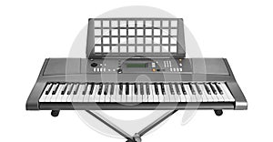 Synthesizer isolated on white. Electronic musical instrument