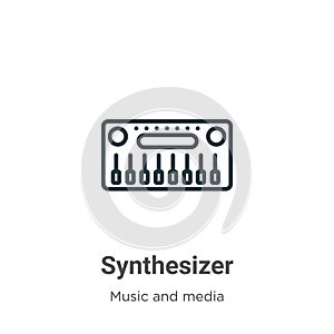 Synthesizer outline vector icon. Thin line black synthesizer icon, flat vector simple element illustration from editable music