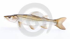 Synthetism-inspired Striped Bass On White Background