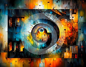Hidden eye - AI generated image (Synthography art)