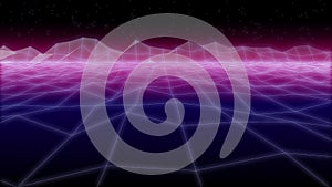 Synthwave noize net Retro Background 3d render