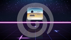 Synthwave retro design icon of address card