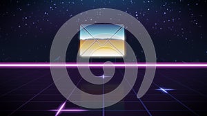 synthwave retro design icon of envelope