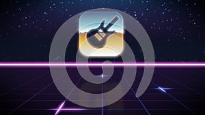 synthwave retro design icon of guitar