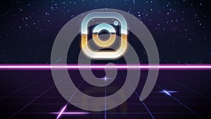 synthwave retro design icon of instagram
