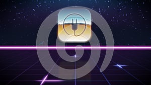 synthwave retro design icon of itunes