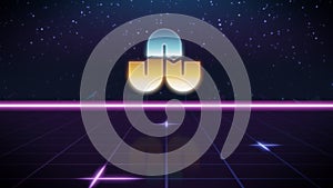 synthwave retro design icon of stumbleupon