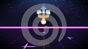 synthwave retro design icon of technology